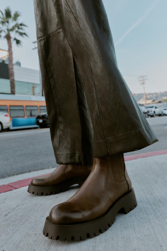 DISTRESSED LUG SOLE ANKLE BOOTS