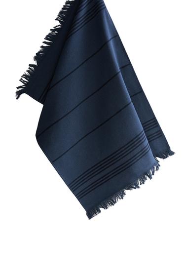 TORCHON DE CUISINE COTON ÉPONGE À RAYURES - Bleu de Zara