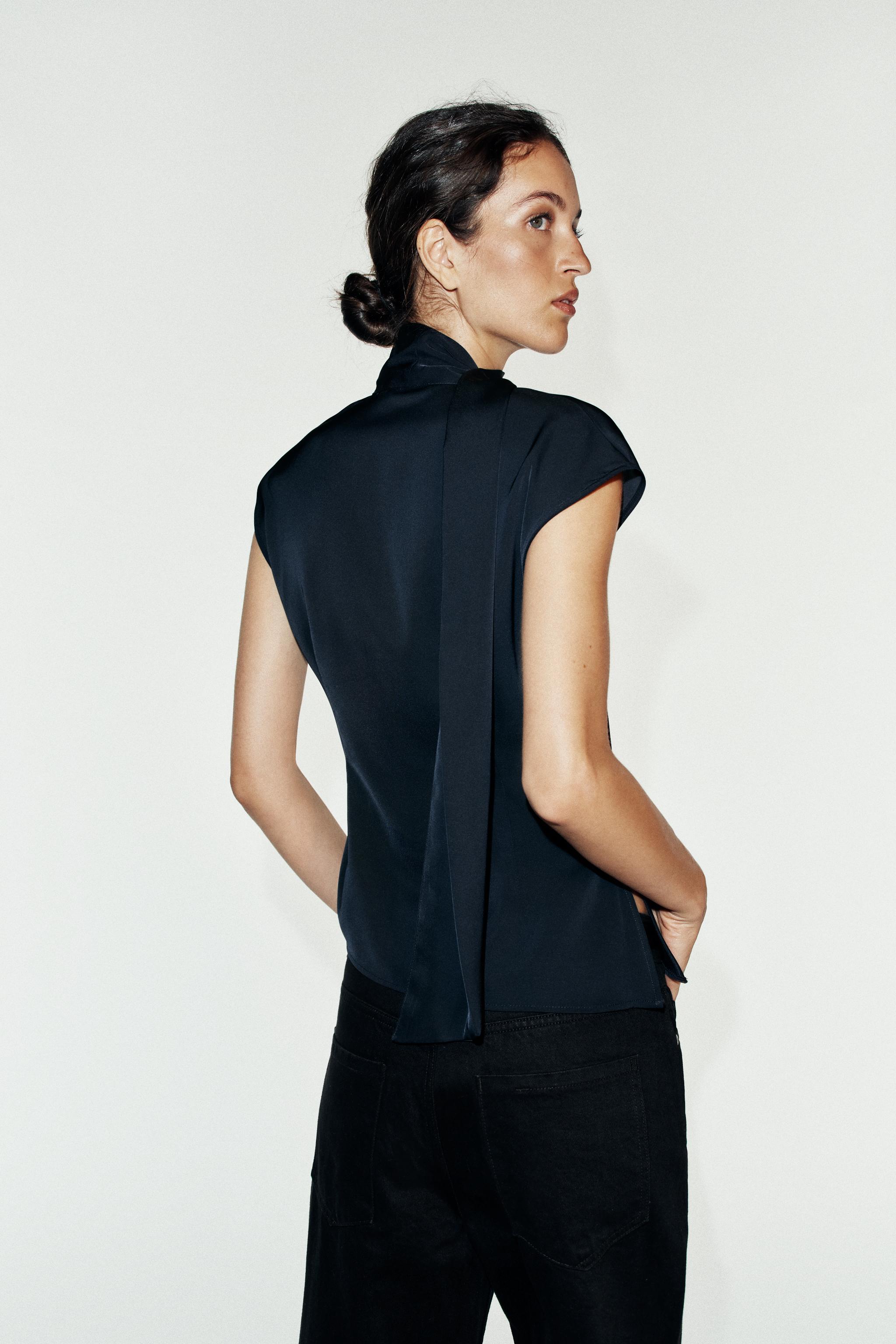 Женские рубашки Zara BOW SLEEVELESS TOP — фото 5