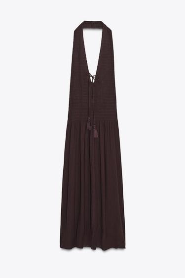 VESTIDO HALTER FAVO DE MEL - Castanho da Zara