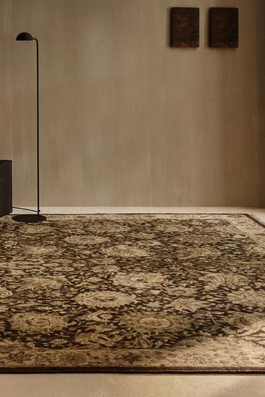 FLORAL WOOL BLEND RUG - Brown by Zara
