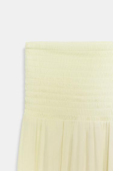 LONG SATIN SKIRT WITH VENT - Pastel yellow by Zara - Image 6