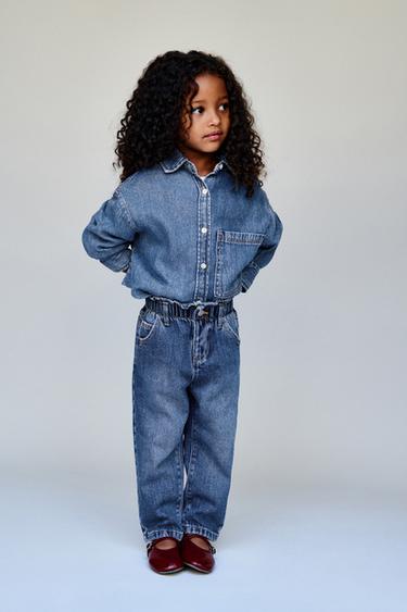 Zara HEART POCKET PAPERBAG JEANS - Blue