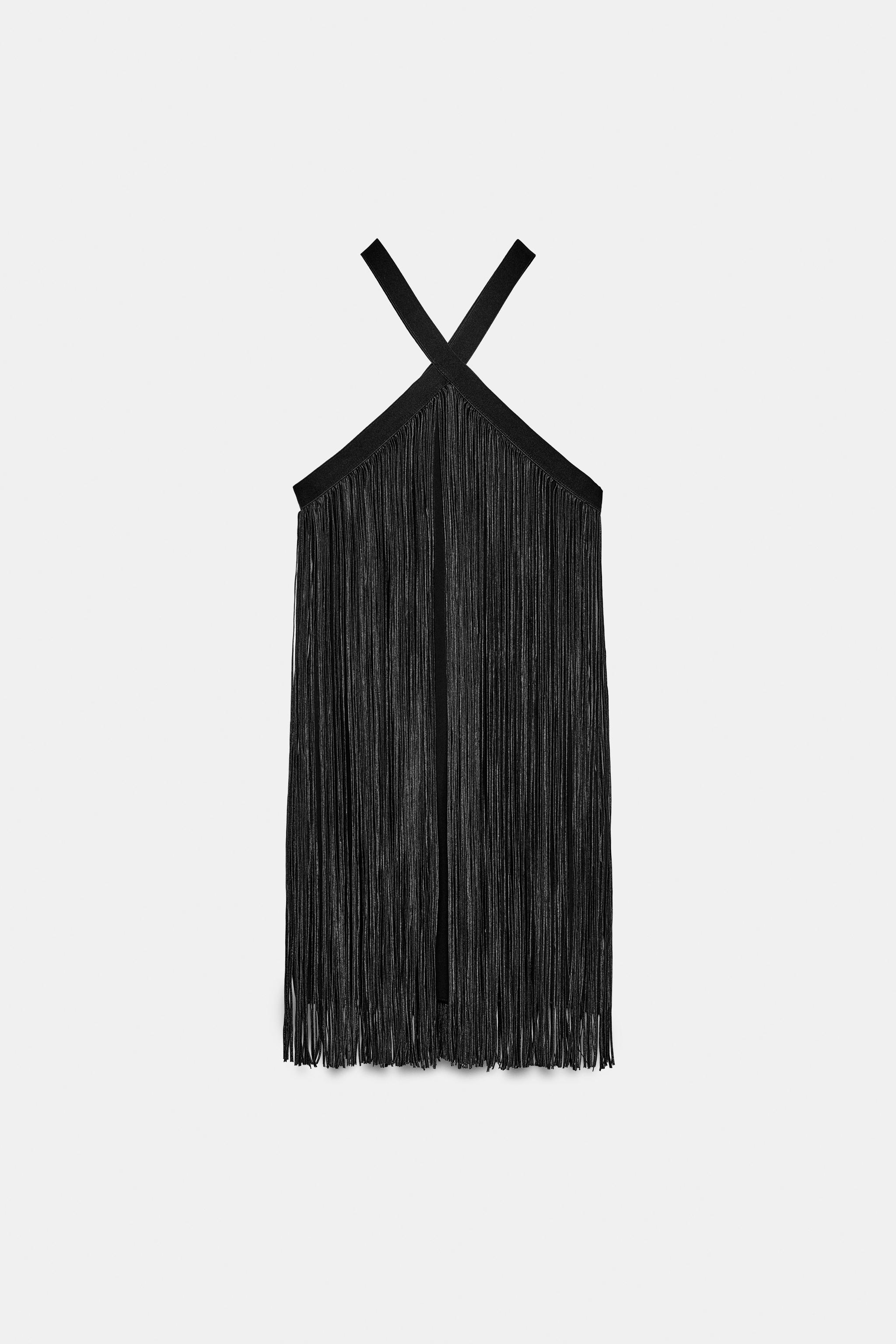 FRINGED SHORT DRESS - Black | ZARA United States FRINGED SHORT DRESS - Black | ZARA United States