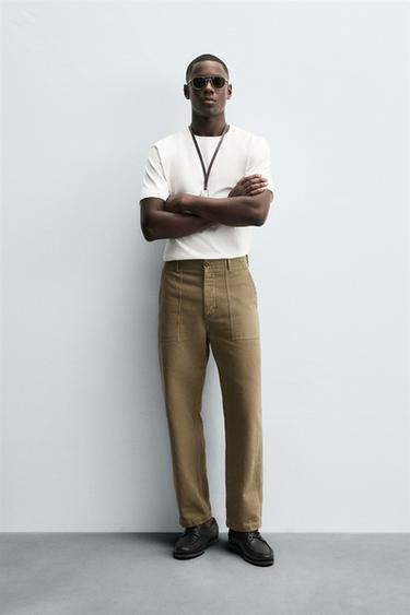 REGULAR FIT TROUSERS WITH POCKETS - Brown by Zara