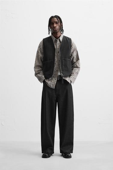 DENIM WAISTCOAT WITH POCKETS - Black by Zara - Image 0