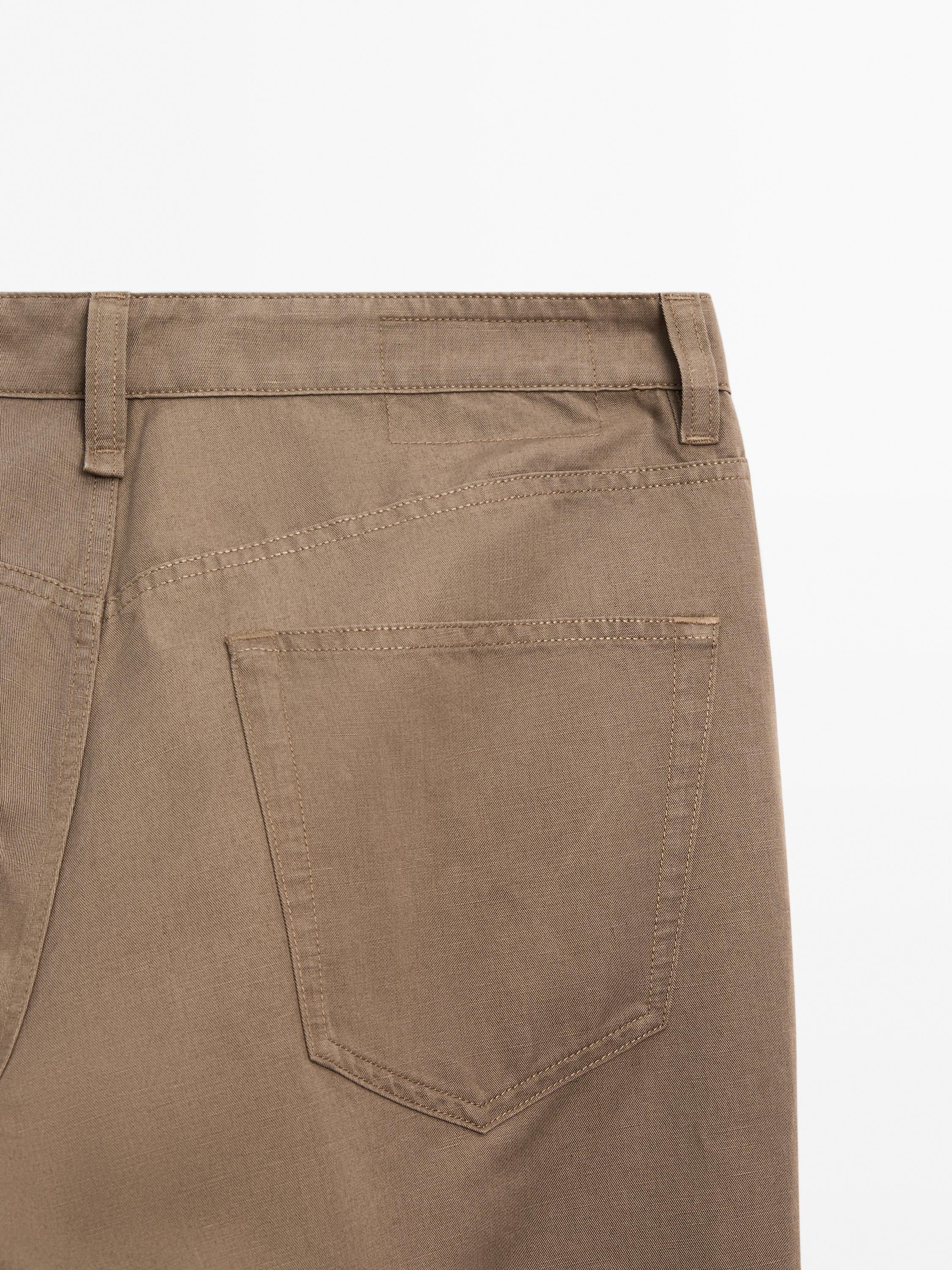 Cotton blend tapered fit trousers