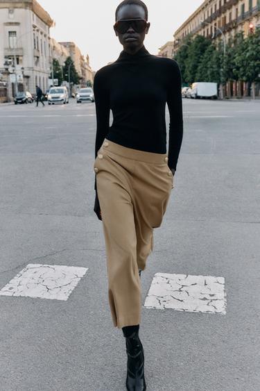 PANTALONI CULOTTE BOTTONI - cammello di Zara
