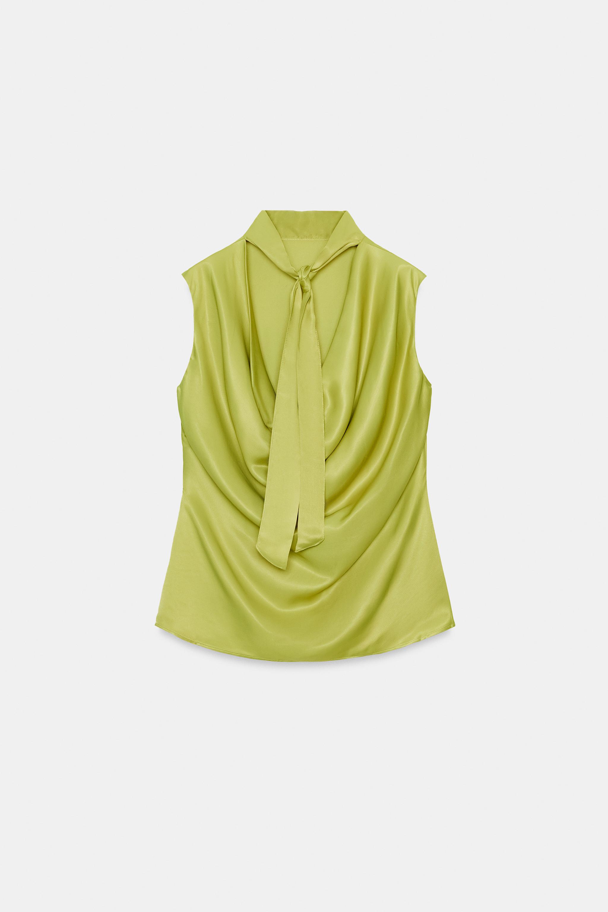 TOP ACETINADO LAÇO - Pistache | ZARA Brasil