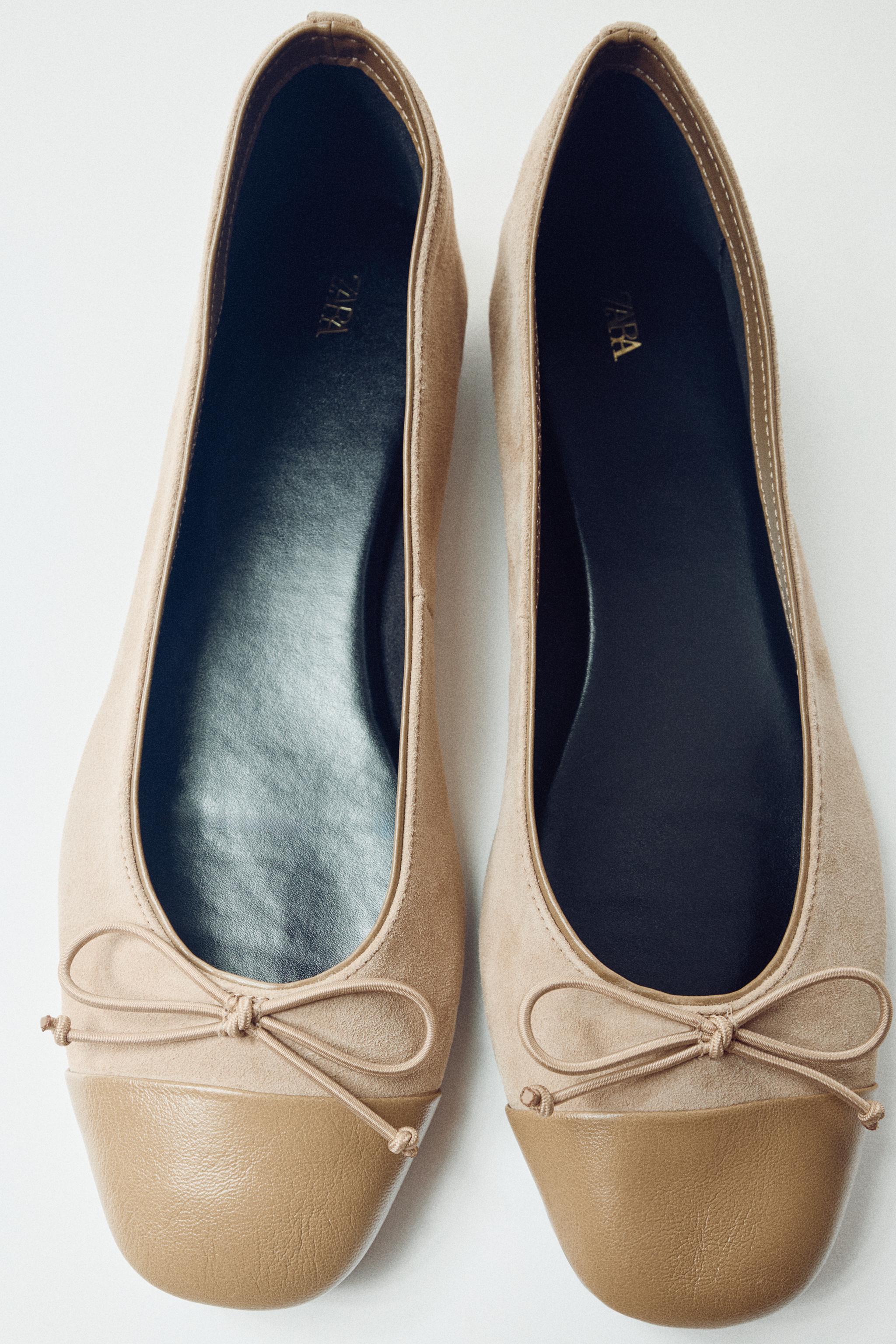 CONTRAST LEATHER BALLET FLATS