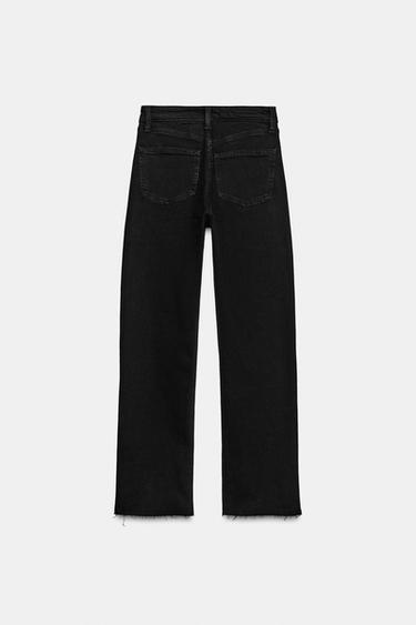 TRF HIGH-WAIST CROPPED FLARE JEANS - Black by Zara