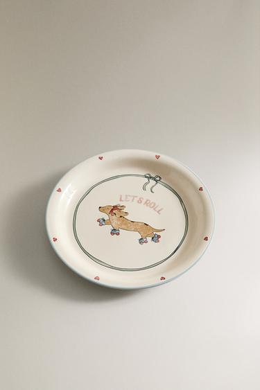CHILDREN'S CERAMIC PLATE WITH SKATER DOG - Multicoloured by Zara - Image 1