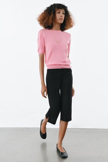 KURZÄRMLIGER PULLOVER AUS REINER WOLLE - Pink von Zara