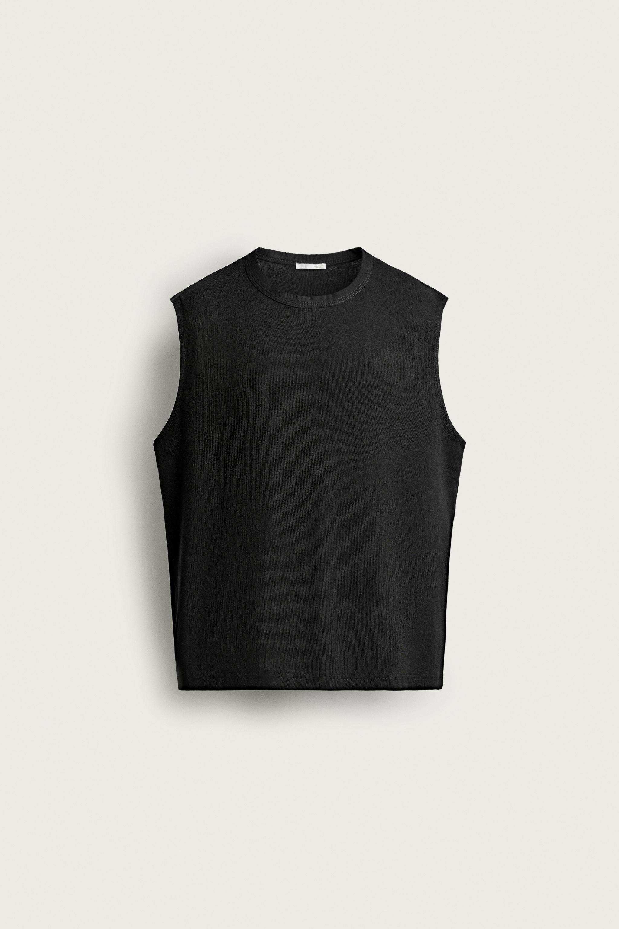 CONTRAST COLLAR TANK TOP — Black