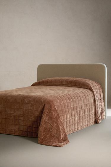 ÉDREDON VELOURS CARREAUX - Rose de Zara - Image 1