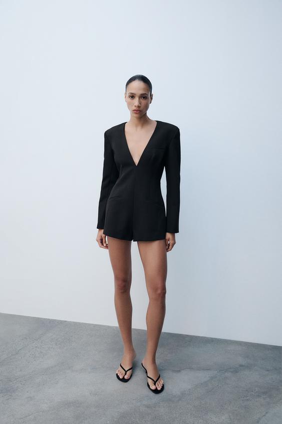 MONO CORTO HOMBRERAS - Negro de Zara - Imagen 0