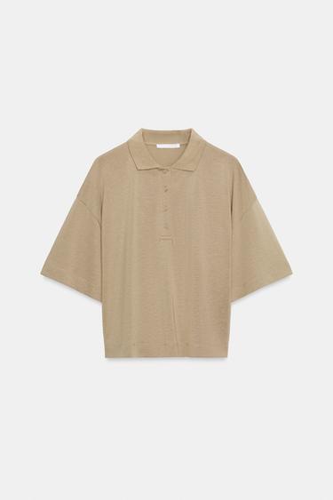 POLO FLUIDE À MANCHES COURTES - Beige de Zara - Image 5