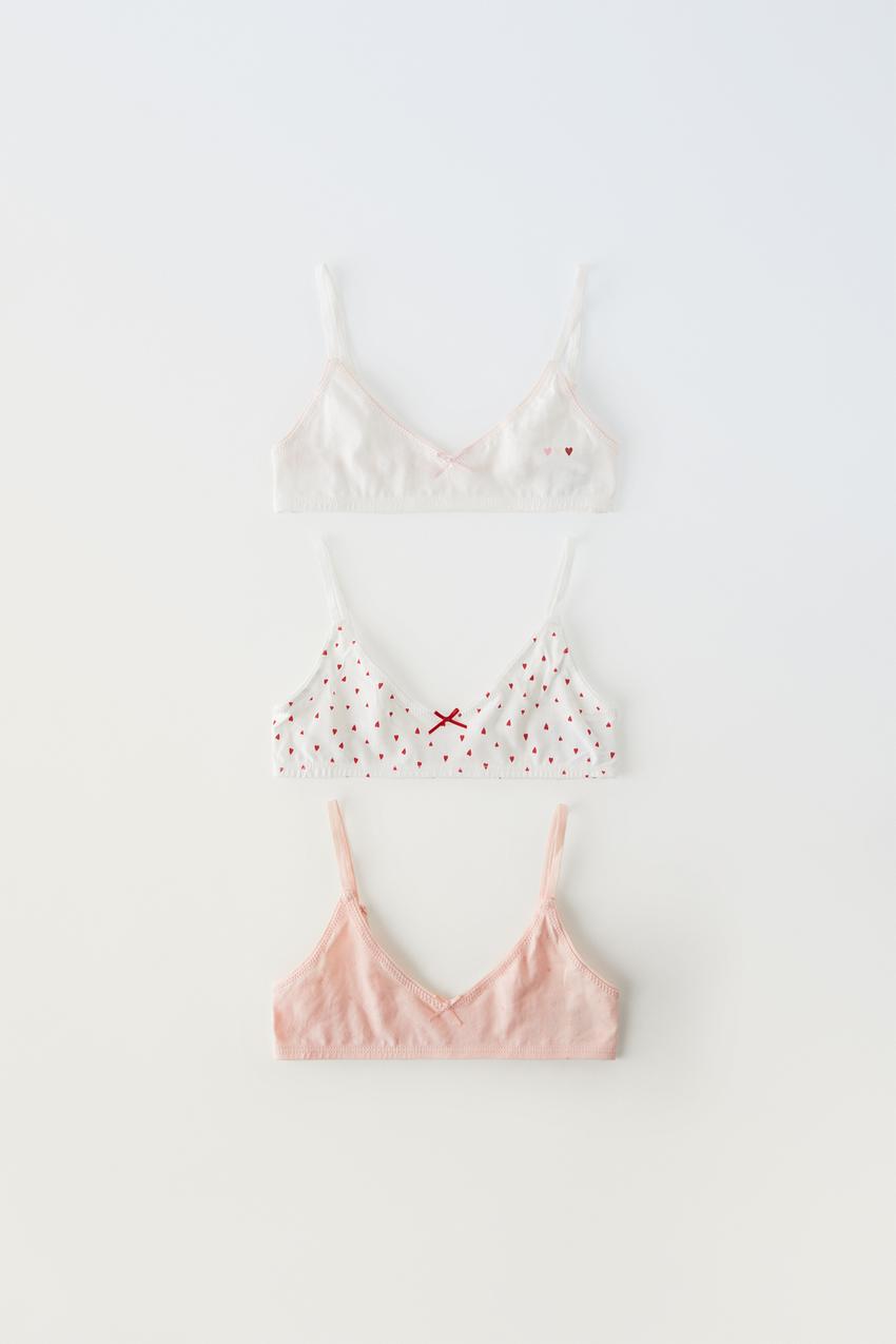 9-14 YEARS/ THREE-PACK OF HEART BRALETTES - Red