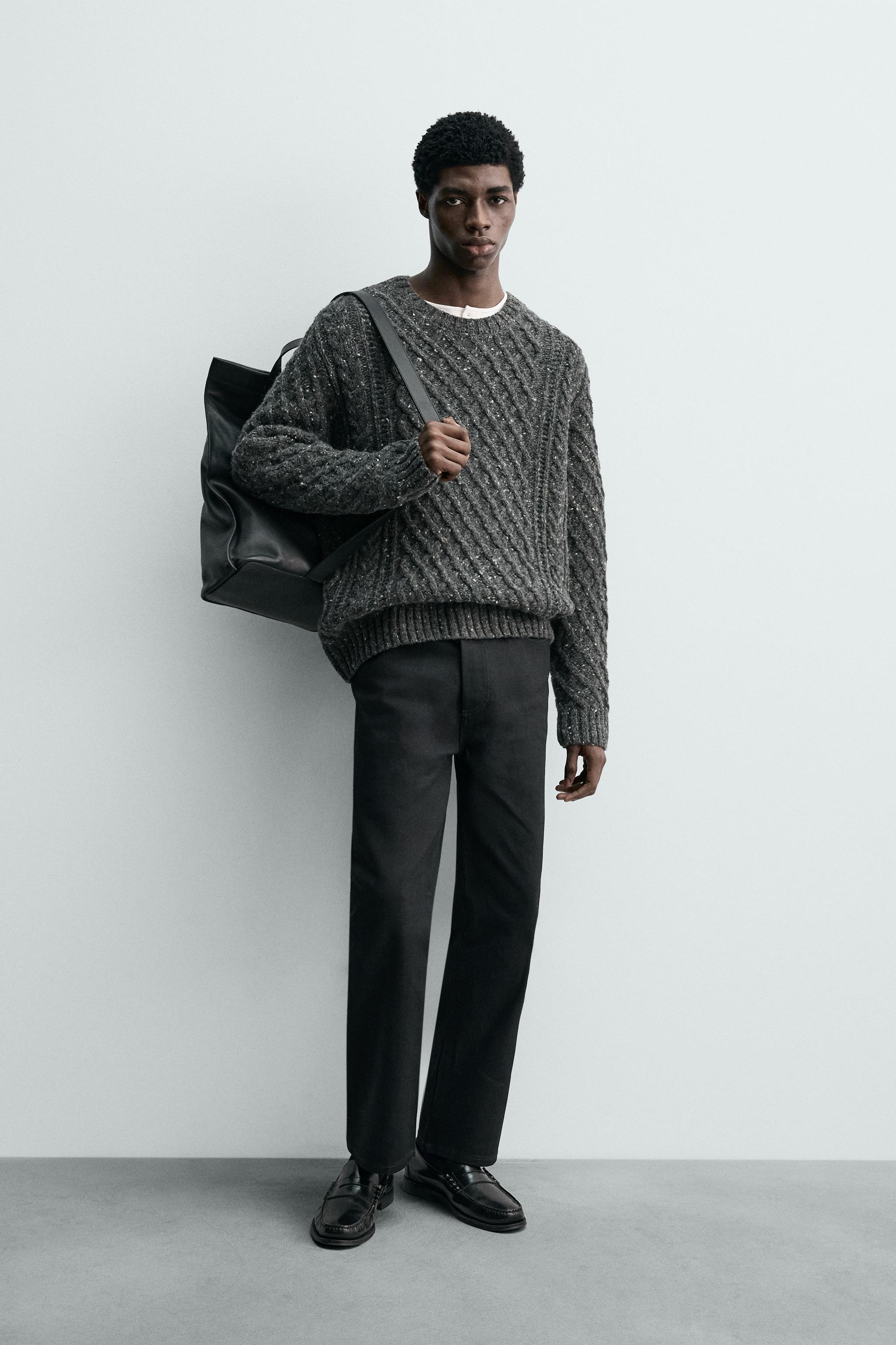 100% WOOL CABLE-KNIT JUMPER WITH SPECKLES