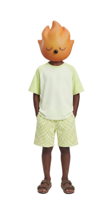 CHECKERBOARD T-SHIRT AND BERMUDA SHORTS SET - Lime by Zara