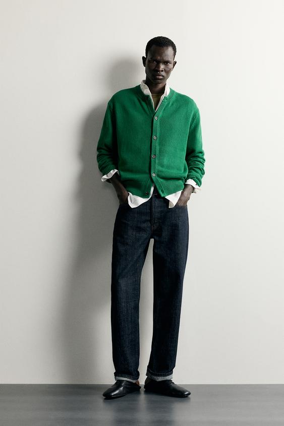 CÁRDIGAN RELAXED FIT MEZCLA ALGODÓN - Verde de Zara - Imagen 0