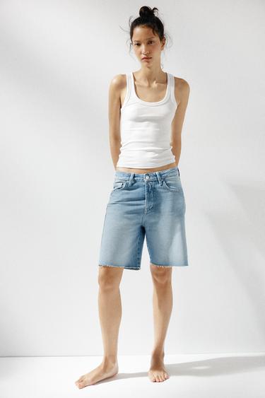 BERMUDA DENIM TRF TRABILLA TIRO MEDIO - Azul claro de Zara - Imagen 0