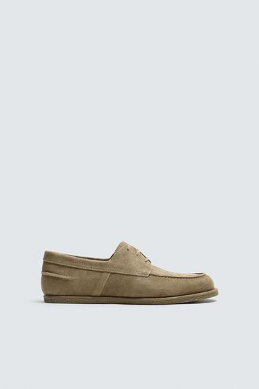 CASUAL LEATHER DECK SHOES - Beige by Zara - Image 0
