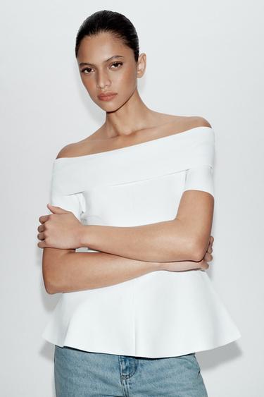 Zara BOAT NECK KNIT TOP - White