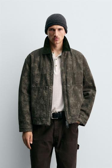 CAZADORA ESTAMPADO FLORAL - Khaki oscuro de Zara
