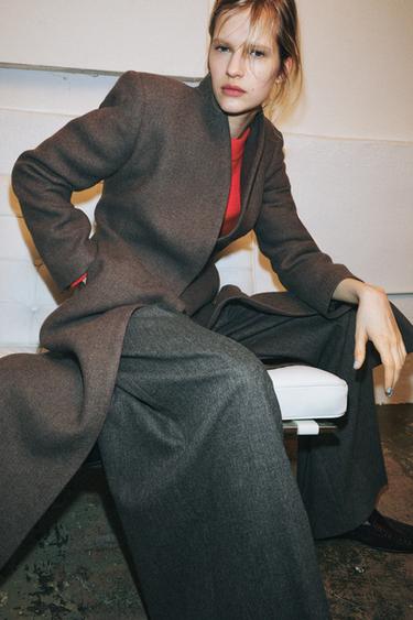 MANTEAU AVEC LAINE MANTECO ZW COLLECTION LIMITED EDITION - Marron / Taupe de Zara - Image 4