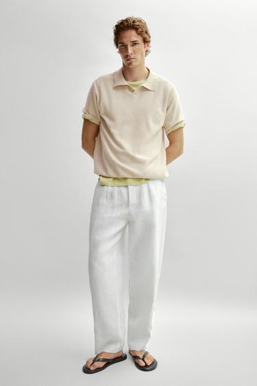 Zara 100% cotton contrast knit polo sweater - 152