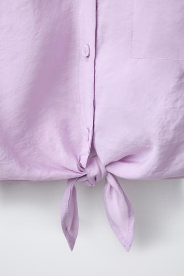KNOTTED FLOWING SHIRT - Light mauve by Zara - Image 4