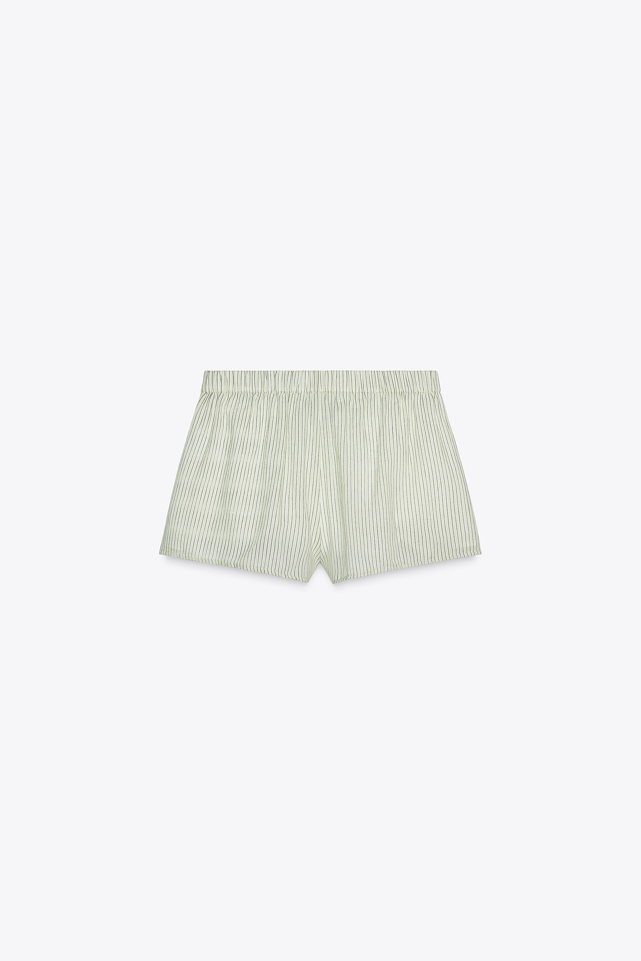 ZARA ガーゼパジャマショートパンツ 7200/412 GAUZE PAJAMA SHORTS - Sea green | ZARA United States