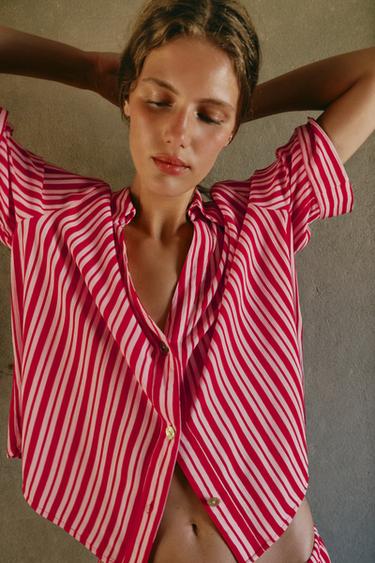 STRIPED FLOWING SHIRT - Multicoloured by Zara
