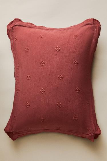 CHILDREN'S CUSHION COVER WITH FLORAL EMBROIDERY - Brick by Zara