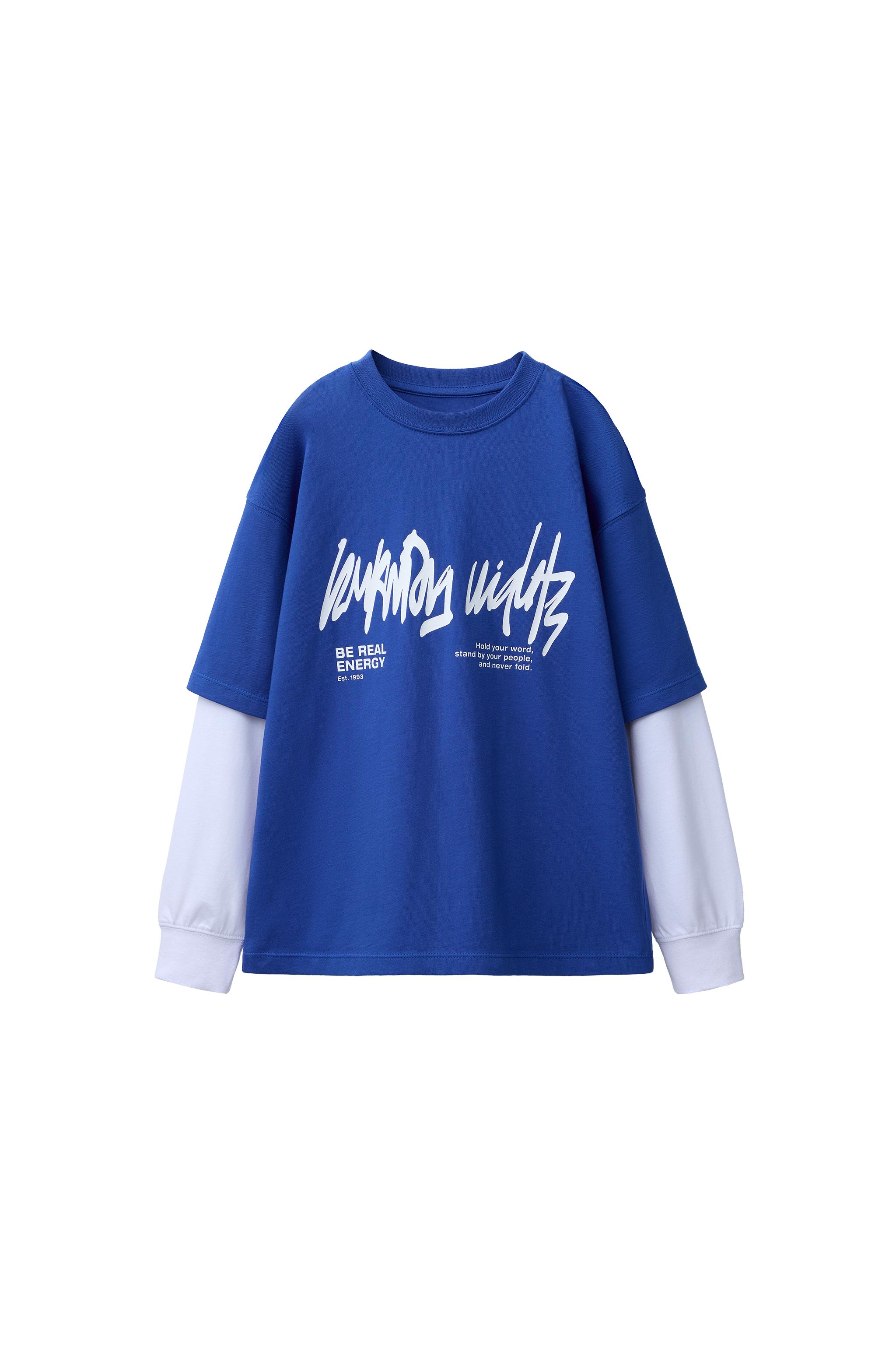 DOUBLE-SLEEVE GRAFFITI T-SHIRT - Blue/White | ZARA South Africa