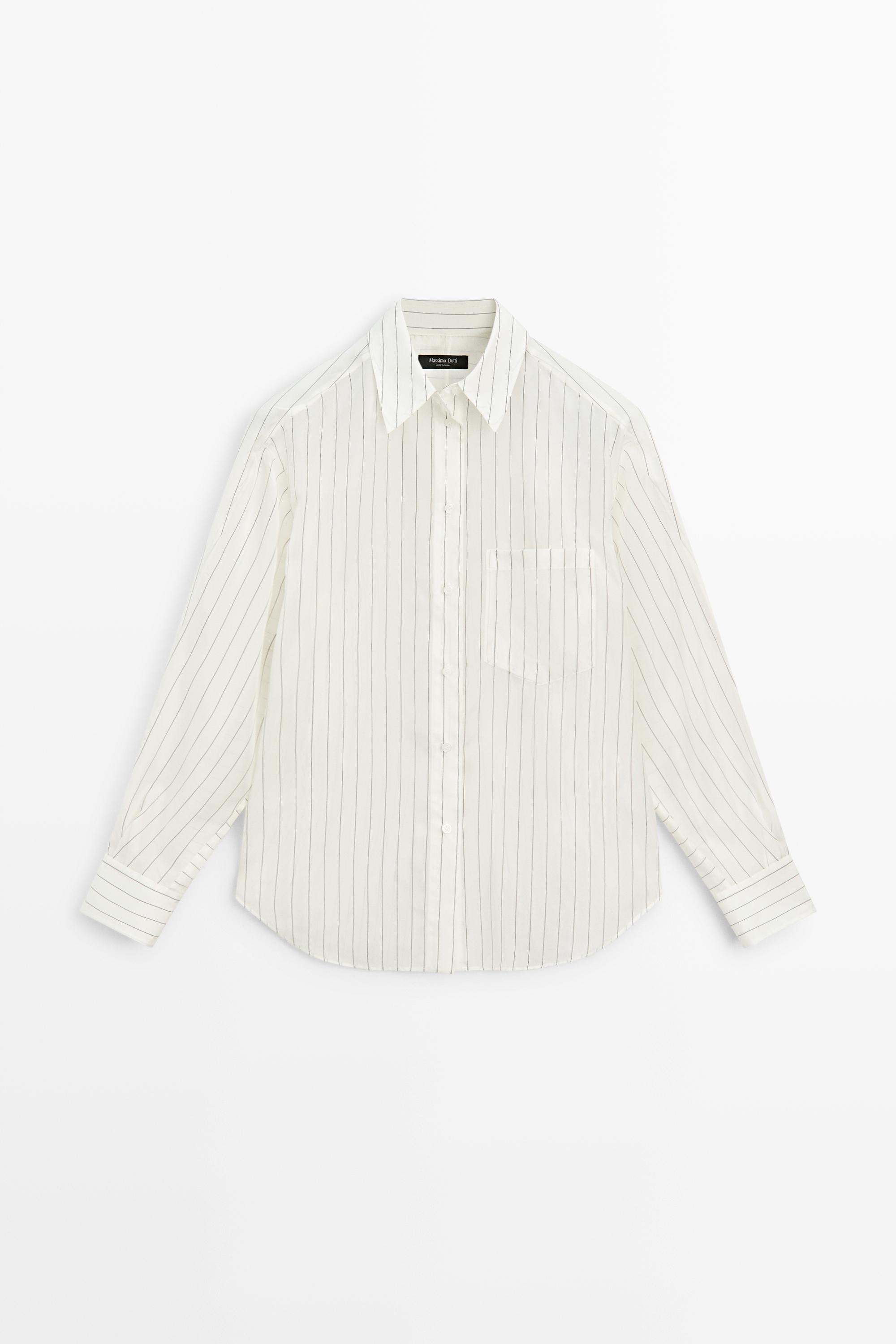 Chemise fluide à rayures avec poche