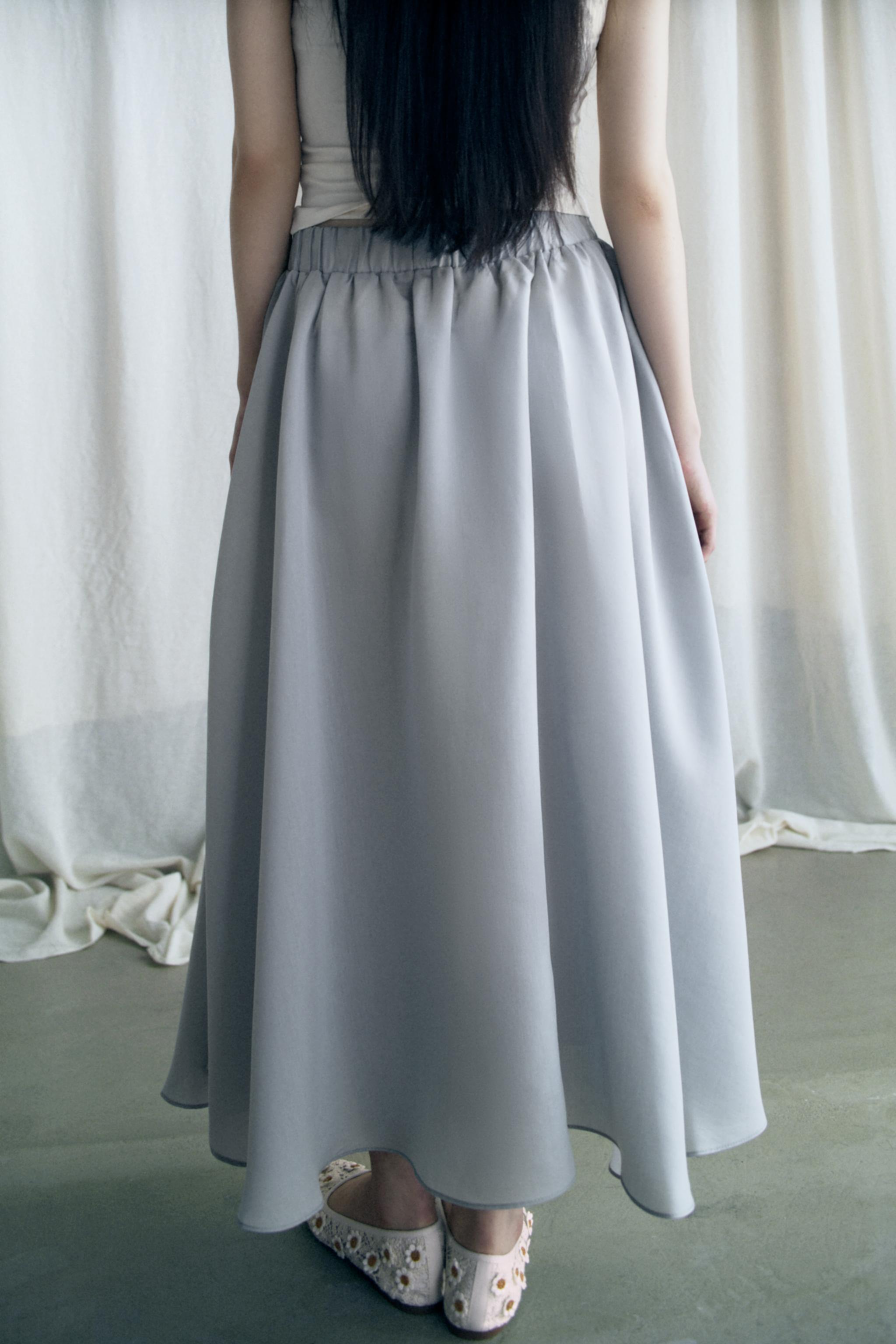 【ZARA】上下セット販売♡フレアートップス＆ミディ丈ボリュームスカート ミディ丈フレアボリュームスカート - ブルーグレー | ZARA Japan