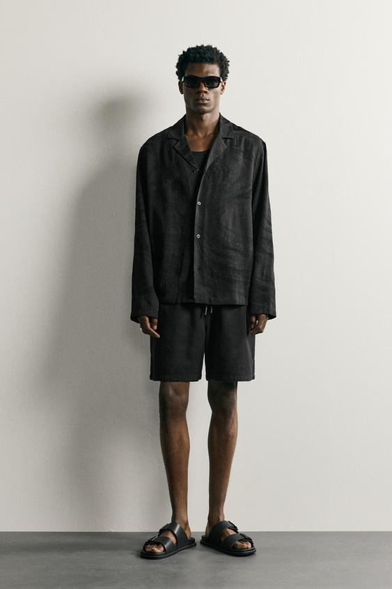 CAMISA RELAXED FIT JACQUARD GEOMÉTRICO - Negro de Zara - Imagen 0