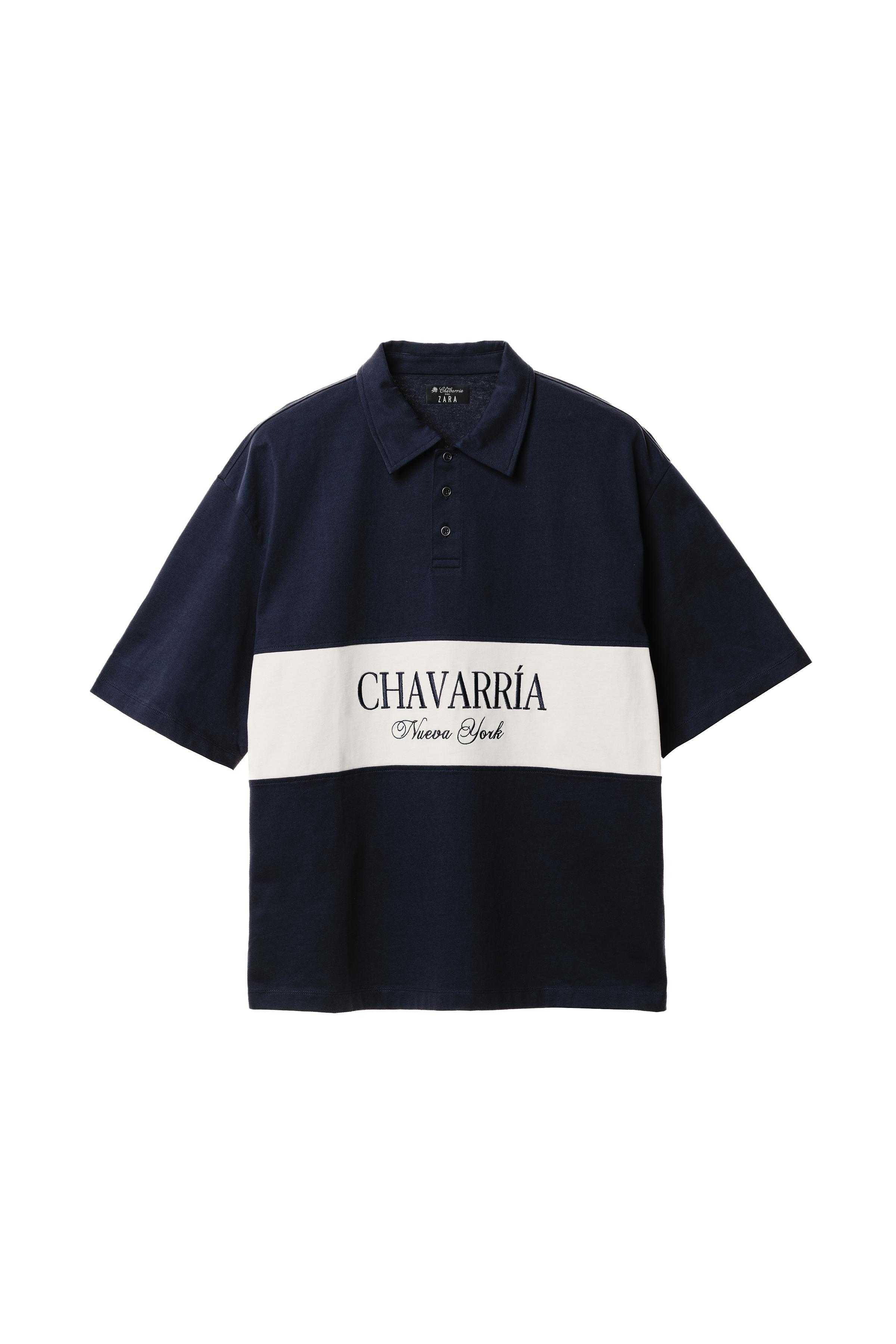 WILLY CHAVARRIA X ZARA カラーブロック刺繍ポロシャツ - ネイビー