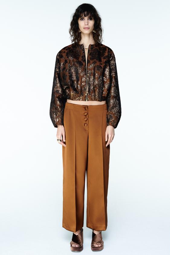 SATIN EFFECT WIDE LEG PANTS