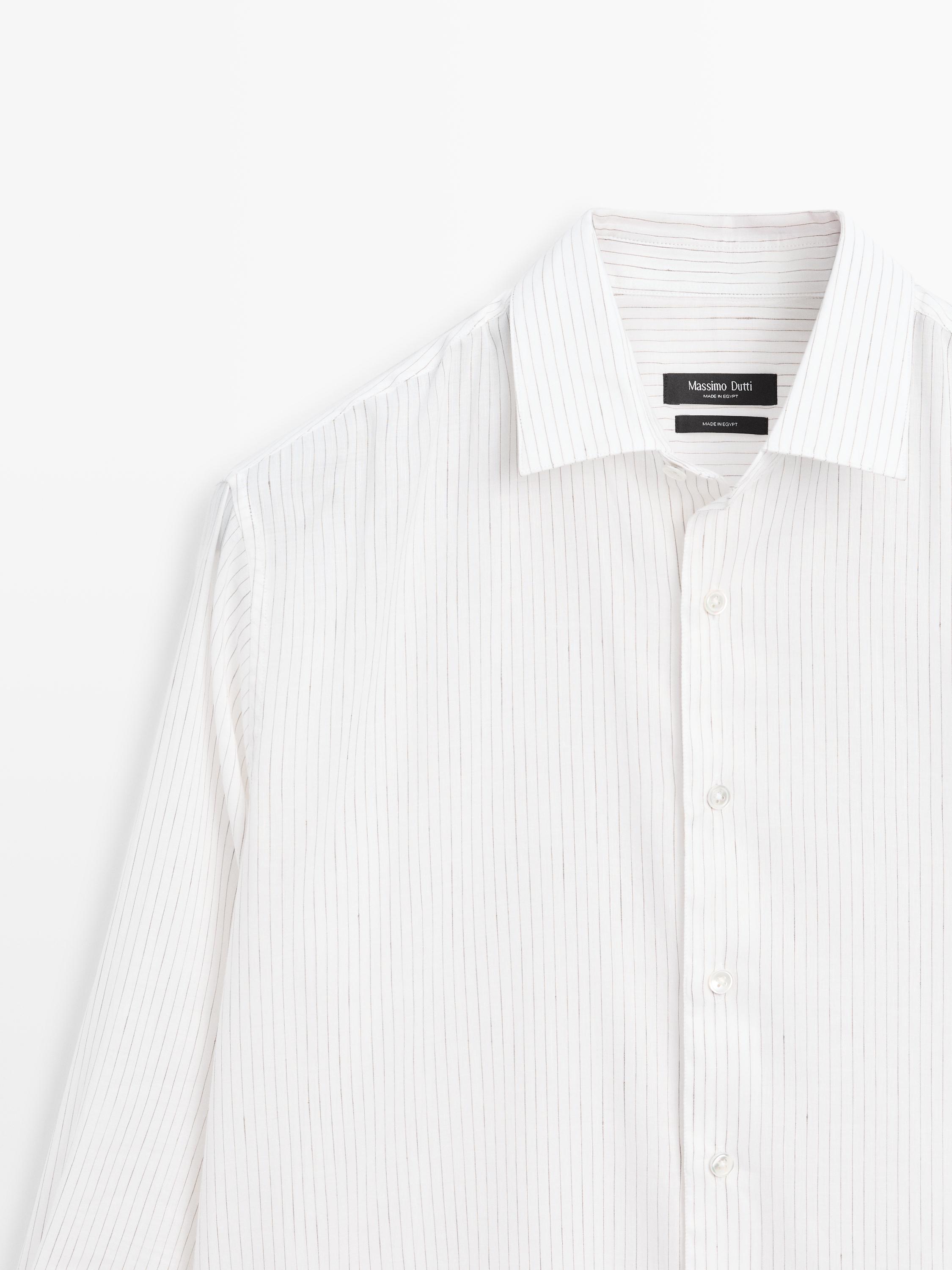 Cotton blend regular fit striped shirt