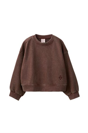 WASHED-EFFECT SWEATSHIRT AND PANTS SET — Brown 2