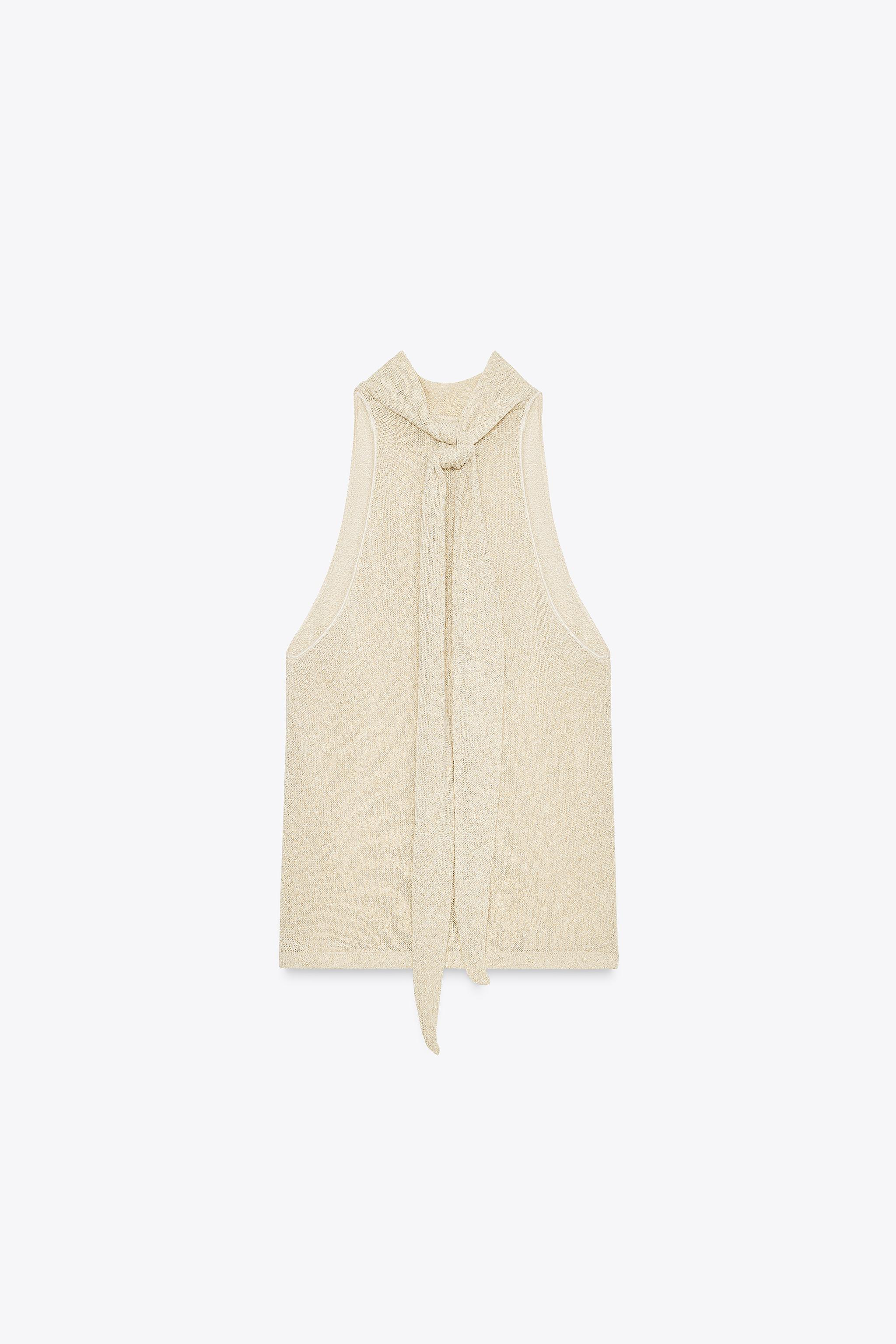 たか HALTER TOP WITH METALLIC THREAD - Golden | ZARA United States