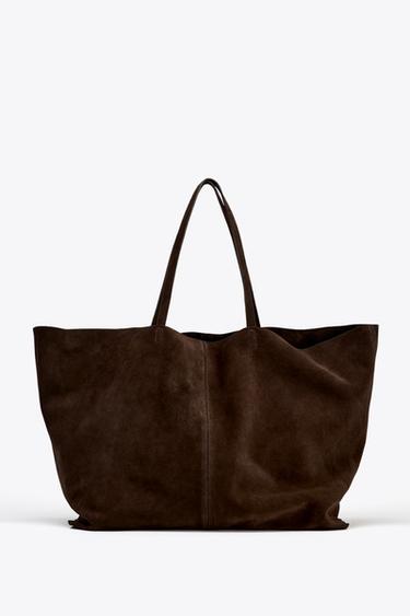 MAXI SUEDE TOTE BAG - Chocolate by Zara