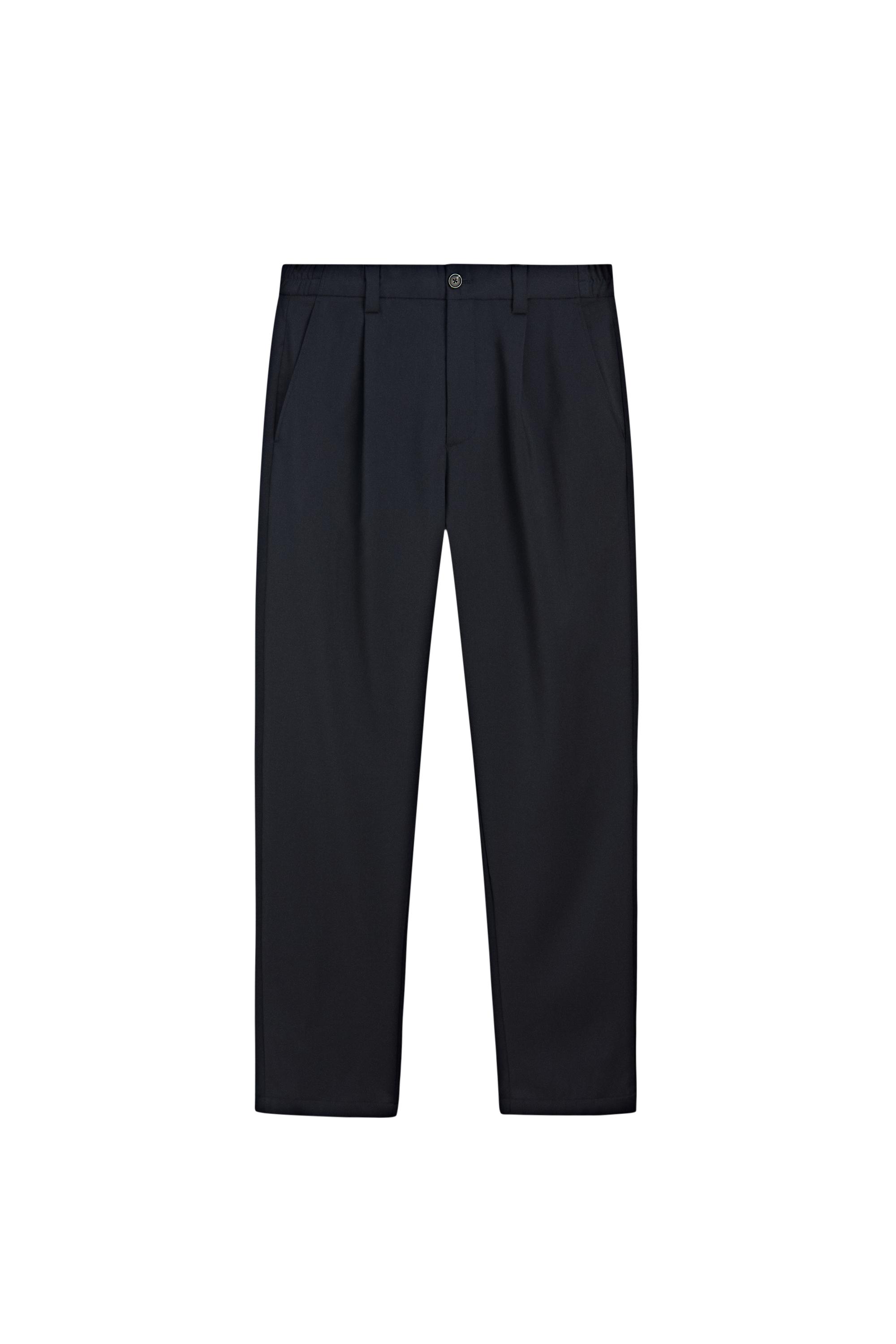 100% wool straight-leg pants — Navy blue