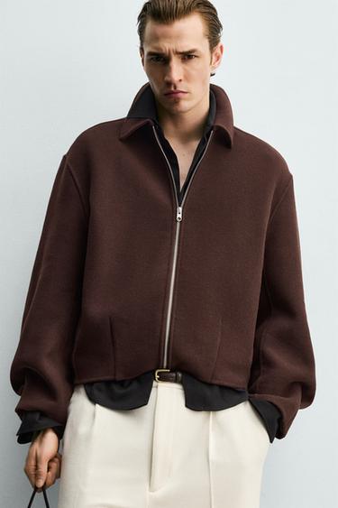 BLOUSON COUPE BOXY AVEC LAINE - Aubergine de Zara - Image 5