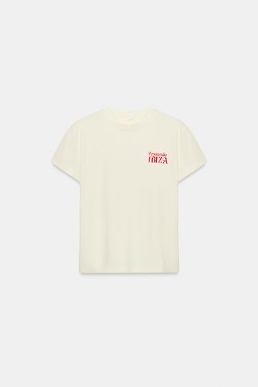 RUSTIC SLOGAN T-SHIRT - Oyster-white by Zara