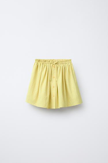 Zara VICHY CHECK SKORT - Neon yellow