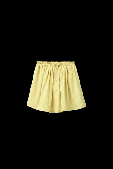 GINGHAM CHECK BERMUDA SKORT - Neon yellow by Zara - Image 0